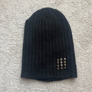 Black Knit Beanie with Stud Accent - New Without Tags